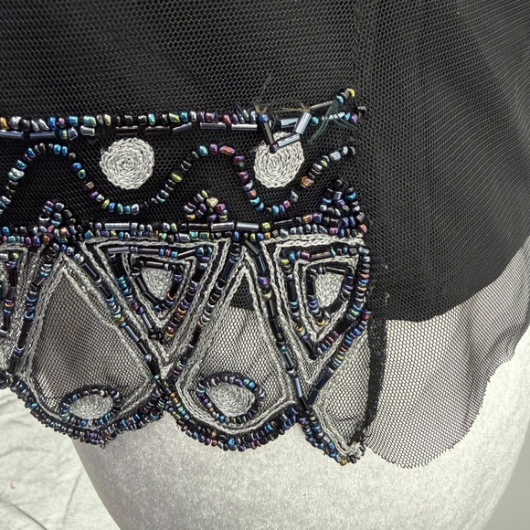 Vintage Y2K Papell Boutique Beaded Mesh Overlay Tank in Black Size Small - Picture 11 of 11